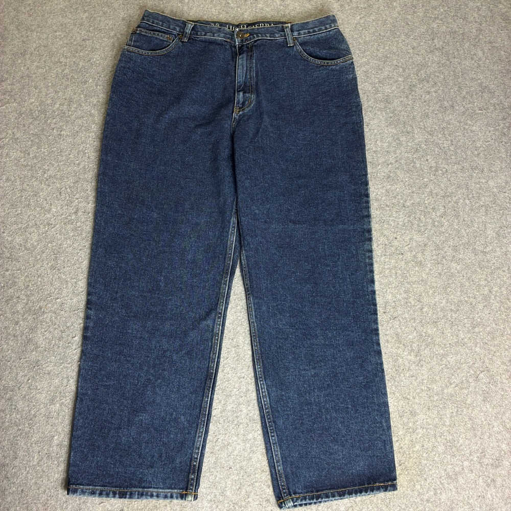High Sierra Womens Size 35x27 Relaxed Fit Straight Leg Blue Denim Jeans Wide Leg